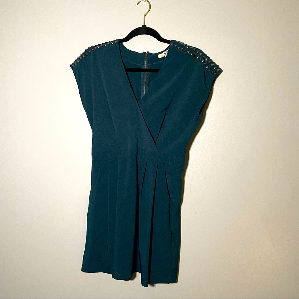 Ya Los‎ Angeles Dark green teal dress with studs on shoulders - Size M